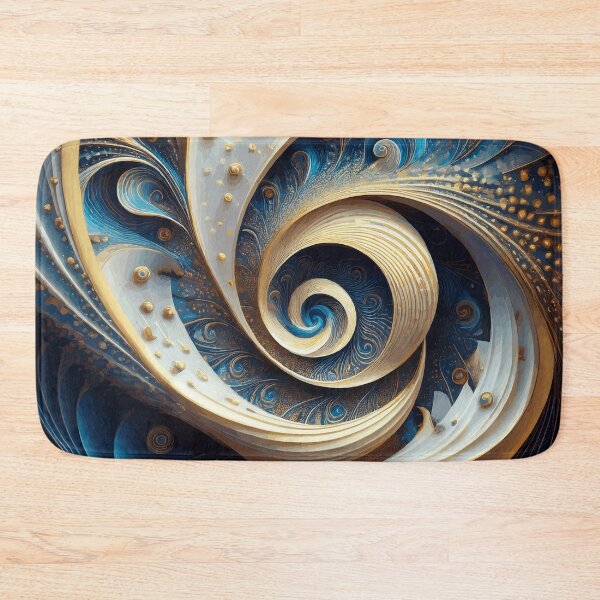 Item preview, Abstract Spiral  Blue, Gold and White 171 designed and sold by Vicky Brago-Mitchell®.