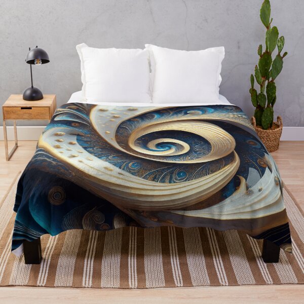 Item preview, Abstract Spiral Blue, Gold and White 171 designed and sold by Vicky Brago-Mitchell®.