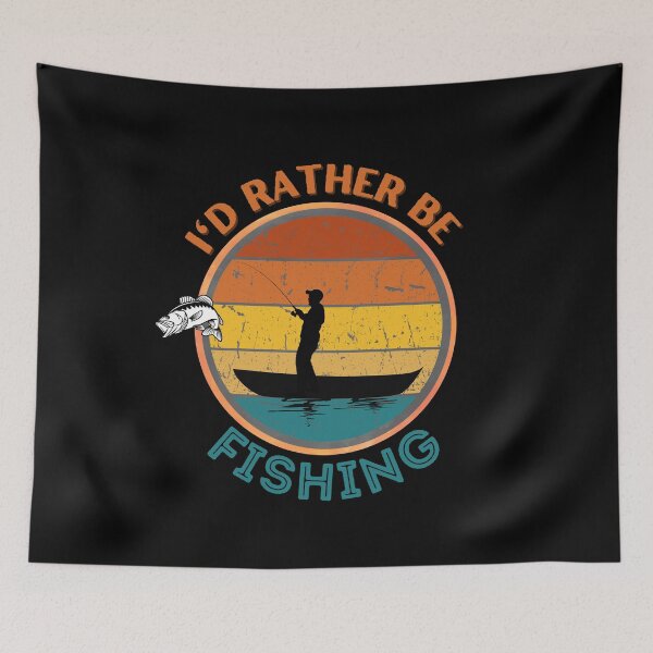 Item preview, I'd rather be fishing boat with sunset and fish  designed and sold by ClickATee Store .