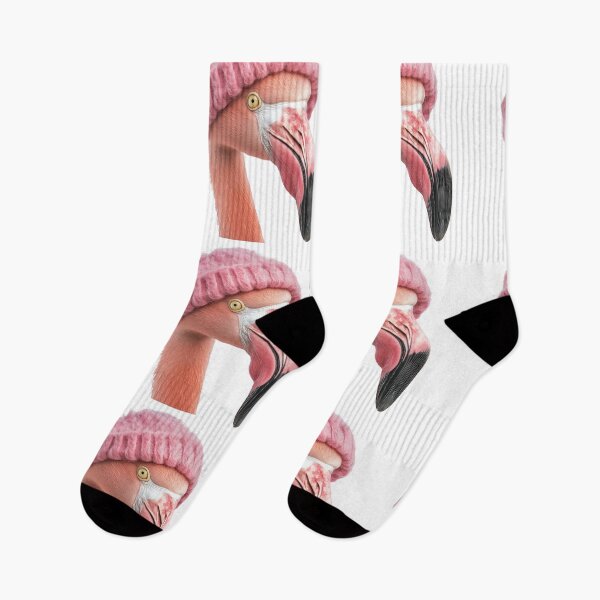 Item preview, Cozy Flamingo Wearing Pink Winter Hat Trendy Animal Fashion Artwork designed and sold by LazyOwlStore.