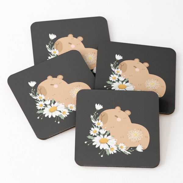 Item preview, Cute Capybara with daisies flowery  designed and sold by ClickATee Store .