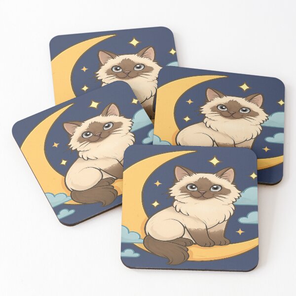 Item preview, Birman Cat on a Crescent Moon designed and sold by Brontox.