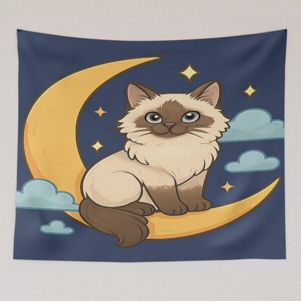 Item preview, Birman Cat on a Crescent Moon designed and sold by Brontox.