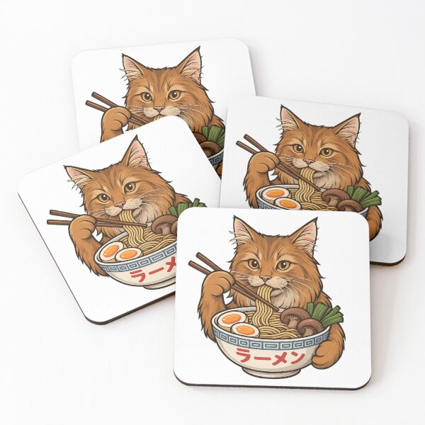 Item preview, Maine Coon Cat Eating Ramen designed and sold by Roman-Designer.