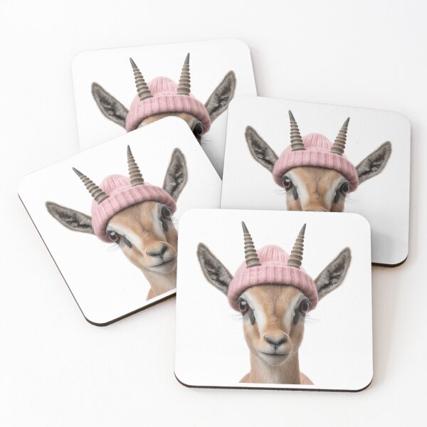 Item preview, Cozy Gazelle Wearing Pink Winter Hat Trendy Animal Fashion Artwork designed and sold by LazyOwlStore.