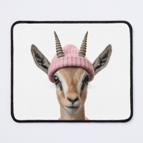 Item preview, Cozy Gazelle Wearing Pink Winter Hat Trendy Animal Fashion Artwork designed and sold by LazyOwlStore.