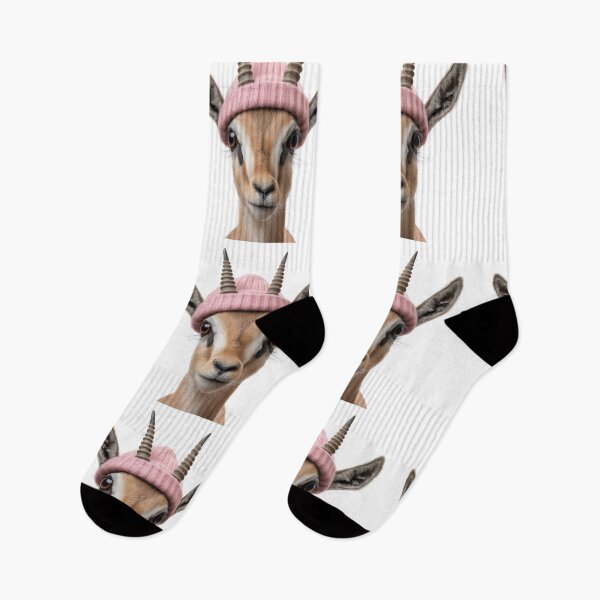 Item preview, Cozy Gazelle Wearing Pink Winter Hat Trendy Animal Fashion Artwork designed and sold by LazyOwlStore.