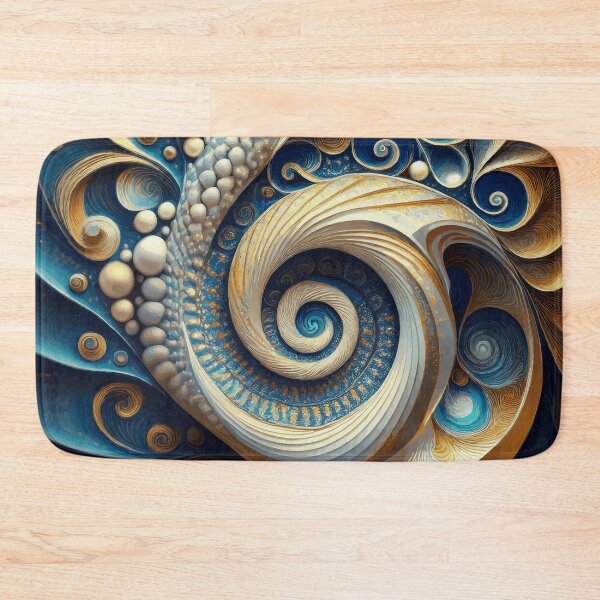 Item preview, Abstract Spiral  Blue, Gold and White 170 designed and sold by Vicky Brago-Mitchell®.