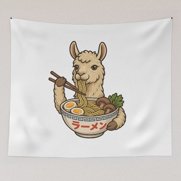 Item preview, Llama Eating Ramen Llamen designed and sold by Roman-Designer.