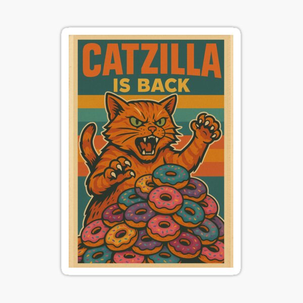 Item preview, Catzilla eats doughnuts designed and sold by Mauswohn.