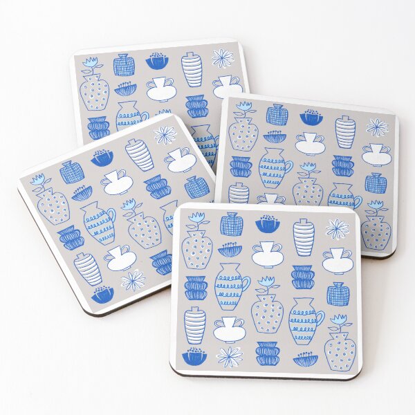 Item preview, Blue Vases Decorative Art Pattern designed and sold by mintmono-studio.