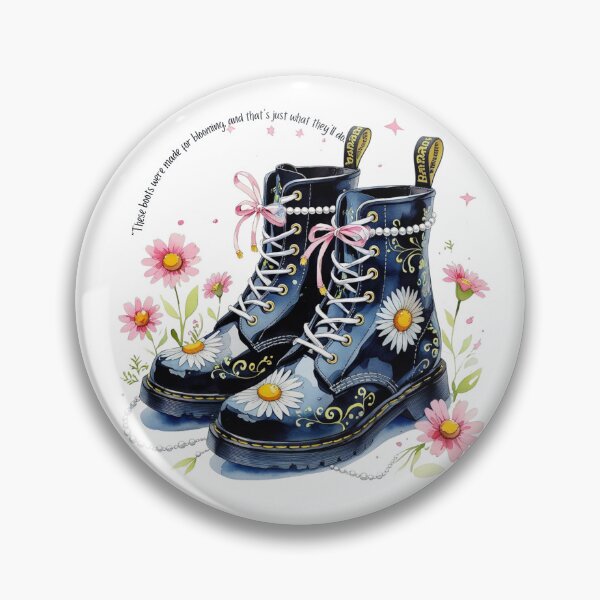 Item preview, "Chic Daisy Combat Boots Artwork | Floral Print Doc Martens Illustration | Unique Fashion Footwear Design" designed and sold by Frame of Mind .