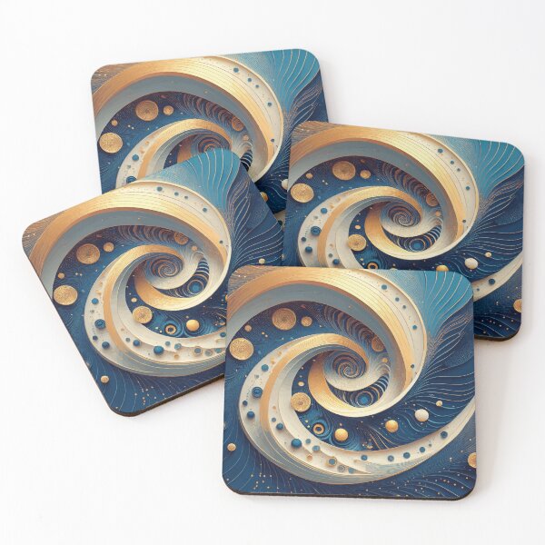 Item preview, Abstract Spiral  Blue and Gold 169 designed and sold by Vicky Brago-Mitchell®.