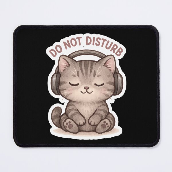 Item preview, Do Not Disturb – Cute Chibi Cat Wearing Headphones Relaxing designed and sold by ImSlave4Cat.