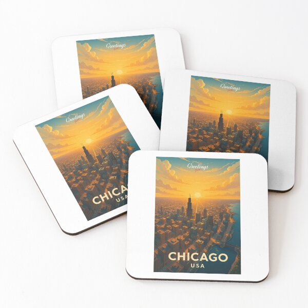 Item preview, Sky View CHICAGO United States of America - Sunset Over the Grid designed and sold by Earth Celebration Designs.