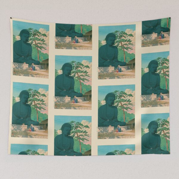 Item preview, Great Buddha at Kamakura by Hasui Kawase | Japanese Buddha Poster | Japandi Spiritual Home Decor designed and sold by artofuniverse.