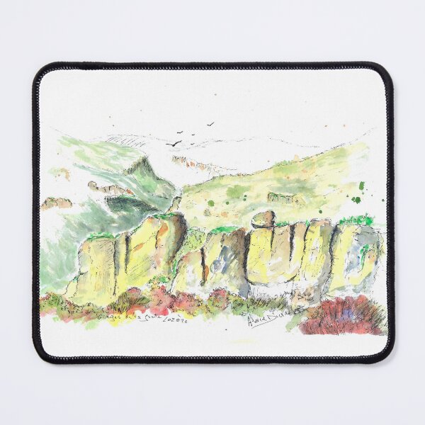 Item preview, French landscape, rock and cliff, Gorges de la Jonte in Lozère, ink and watercolor designed and sold by Alain DIVINE.