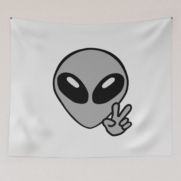 Item preview, Gray Space Alien Head With Peace Hand Sign designed and sold by SpaceAlienTees.