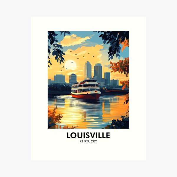 Item preview, Louisville Kentucky Retro Travel Print designed and sold by HomeLivingCo.