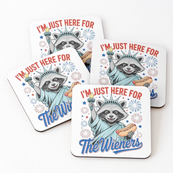 Item preview, Vintage Raccoon Just Here For The Wieners Funny 4th Of July designed and sold by Artifyo.