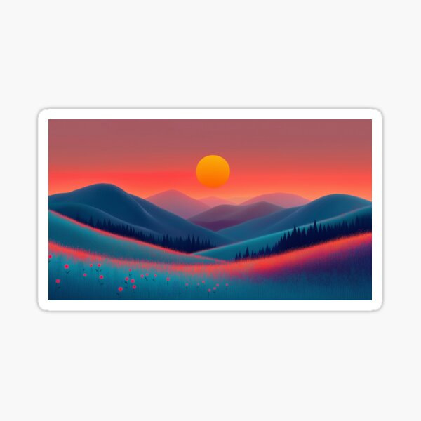 Item preview, Surreal Sunset Over Floral Hills – Dreamy Landscape with Vibrant Colors designed and sold by Art of Ngu.