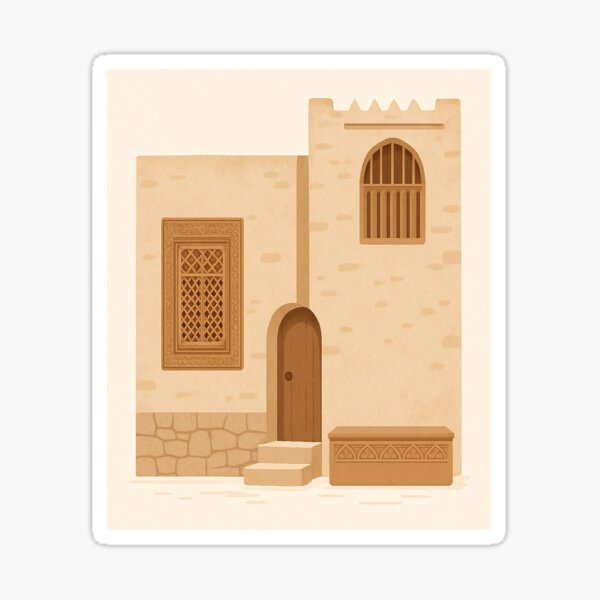 Item preview, Traditional Gulf House – Khaleeji Architecture Art designed and sold by HND.