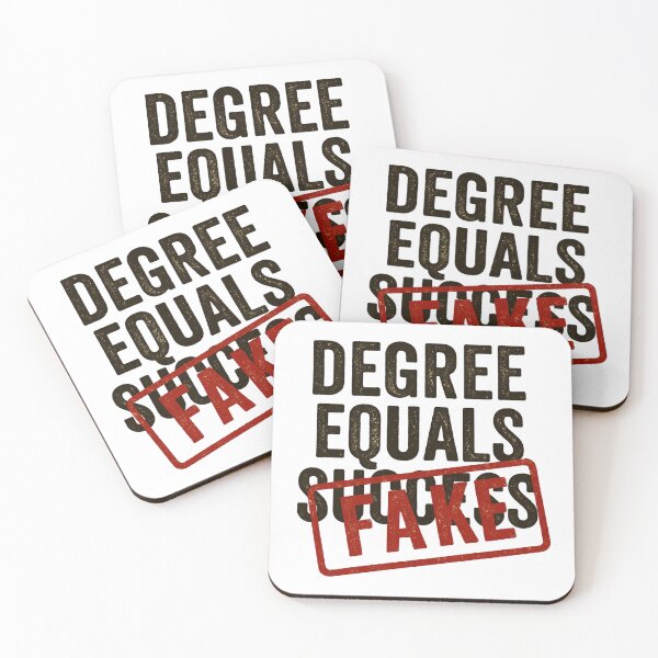 Item preview, Degree Equals Success – Fake Stamp Sticker designed and sold by CaffeinatedCreatures.