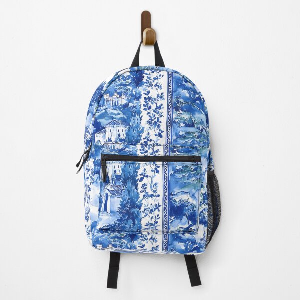 Item preview, Italian landscape toile in blue and white designed and sold by SophieClimaArt.