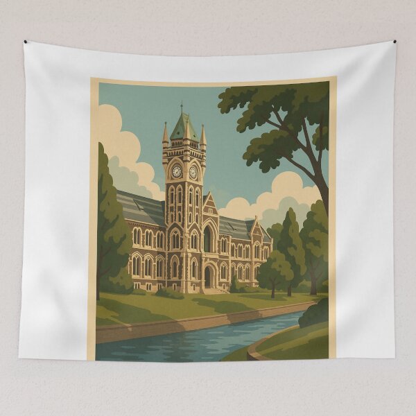 Item preview, Otago University Clocktower by River in Dunedin, NZ designed and sold by Aryabek.