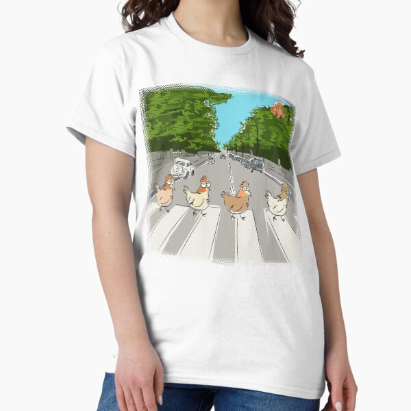 Item preview, Abbey Road Chickens T-Shirt – Funny classic rock Parody for Music & Farm Animal Fans designed and sold by Jaime Brash.