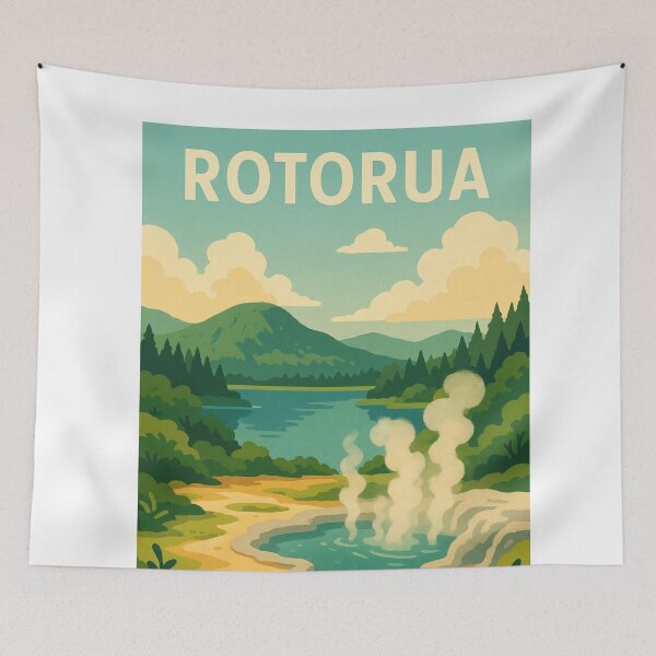 Item preview, Rotorua Geothermal Landscape with Steaming Pool designed and sold by Aryabek.