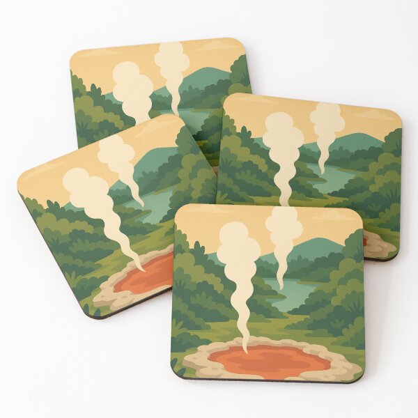 Item preview, Rotorua Geothermal Pool at Sunset with Steam Vents designed and sold by Aryabek.