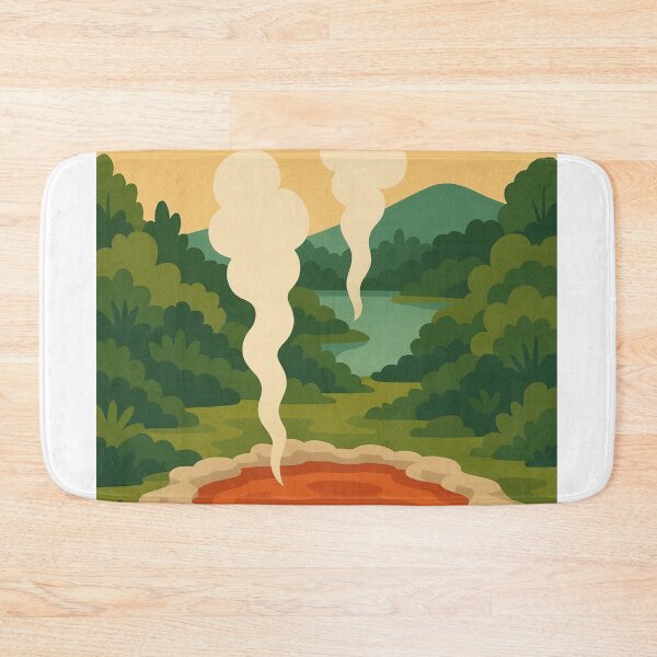 Item preview, Rotorua Geothermal Pool at Sunset with Steam Vents designed and sold by Aryabek.