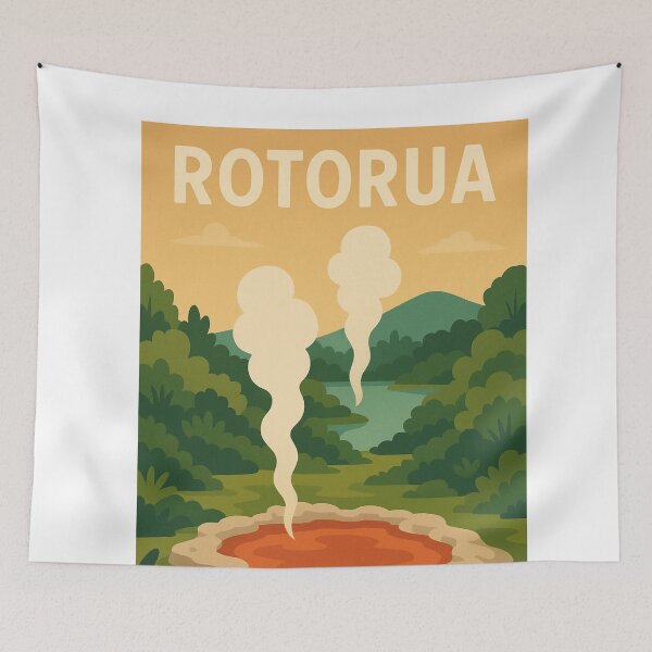 Item preview, Rotorua Geothermal Pool at Sunset with Steam Vents designed and sold by Aryabek.