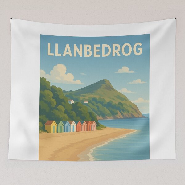 Item preview, Llanbedrog Beach Huts Along Tranquil North Wales Shore designed and sold by Aryabek.