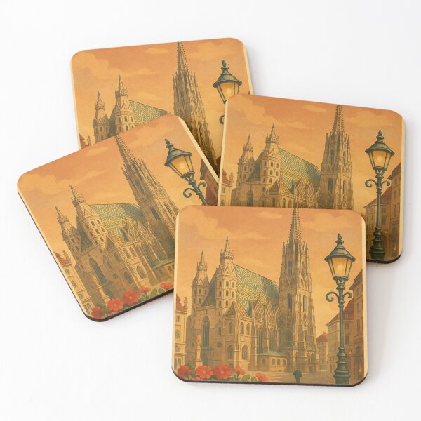 Item preview, Vienna Cathedral and Lamp Post with Floral Foreground designed and sold by Aryabek.