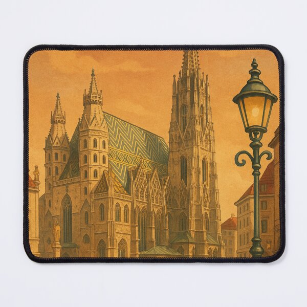 Item preview, Vienna Cathedral and Lamp Post with Floral Foreground designed and sold by Aryabek.