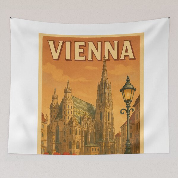 Item preview, Vienna Cathedral and Lamp Post with Floral Foreground designed and sold by Aryabek.