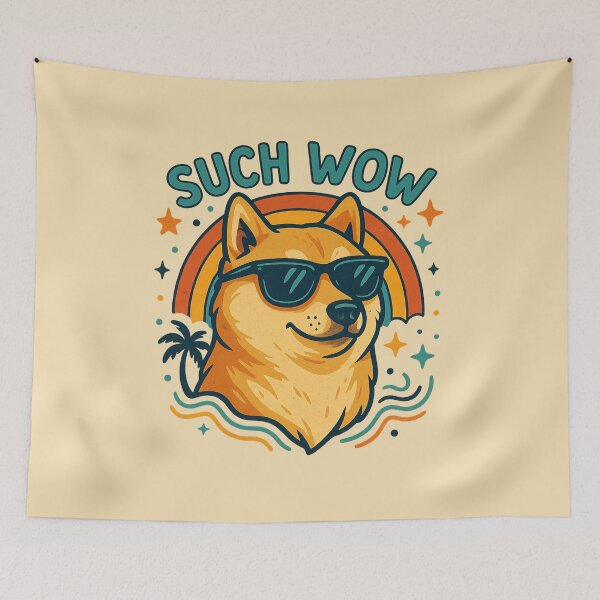 Item preview, Such Wow – Doge Meme Retro Sunset designed and sold by GirlyPopped.