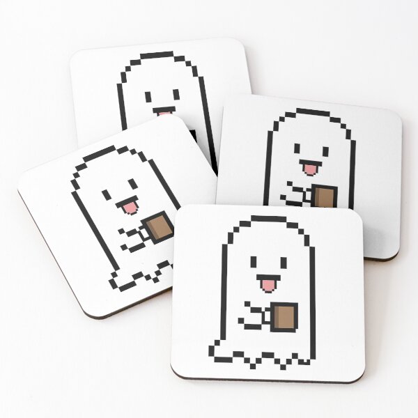 Item preview, Happy Ghost With Coffee Pixel Art designed and sold by PixelPunx.