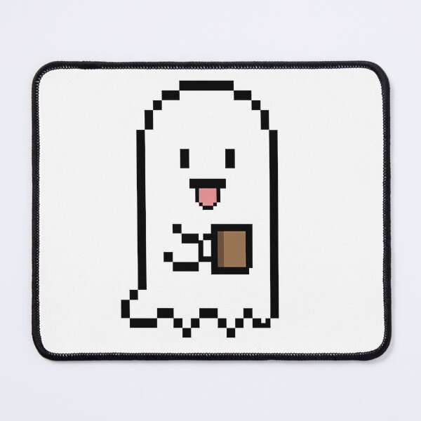 Item preview, Happy Ghost With Coffee Pixel Art designed and sold by PixelPunx.