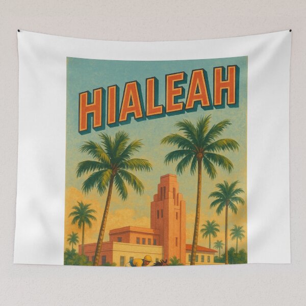 Item preview, Hialeah Racetrack with Art Deco Tower and Palms designed and sold by Aryabek.