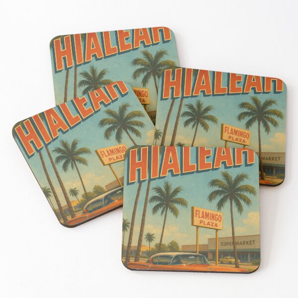 Item preview, Hialeah Flamingo Plaza with Vintage Car and Palms designed and sold by Aryabek.