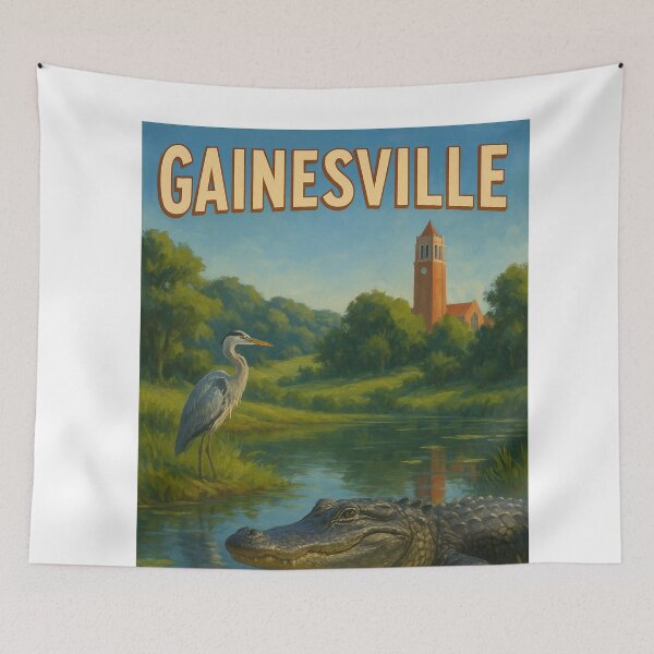 Item preview, Gainesville Wildlife Scene with Alligator and Bell Tower designed and sold by Aryabek.