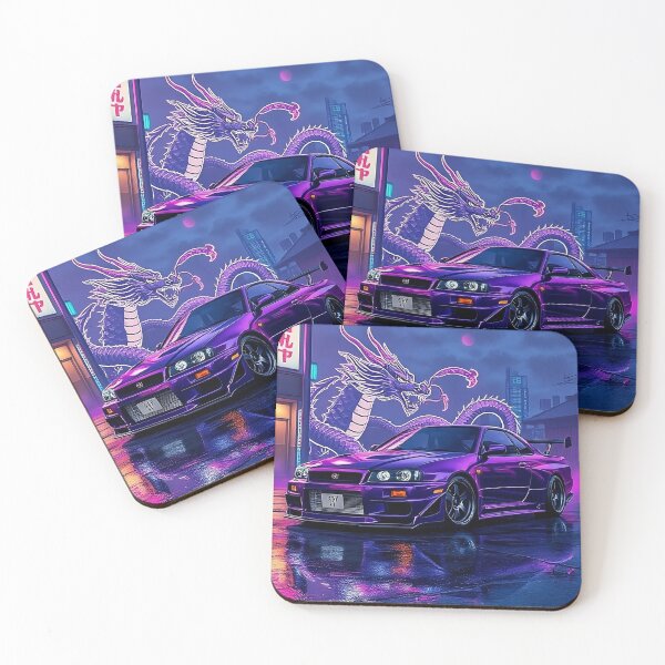 Item preview, Coche JDM morado ciberpunk con dragón designed and sold by LFP-Creative.
