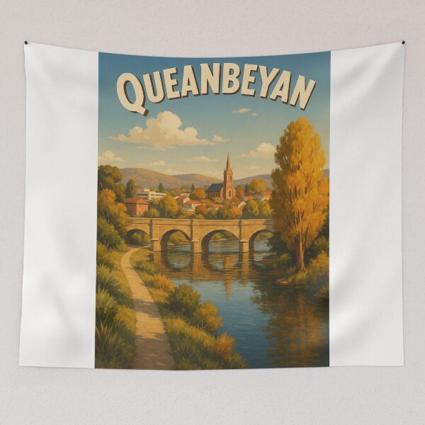 Item preview, Queanbeyan Riverside Scene with Historic Stone Bridge designed and sold by Places On Earth.