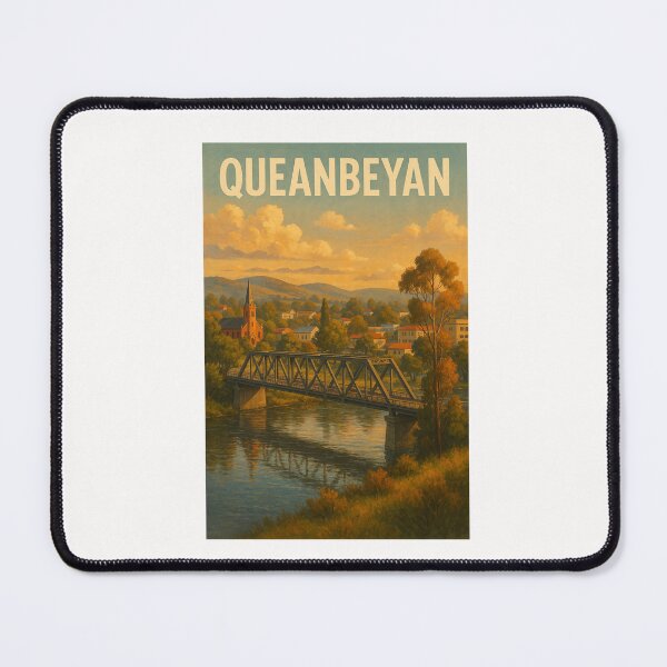 Item preview, Queanbeyan River with Steel Truss Bridge and Church designed and sold by Places On Earth.