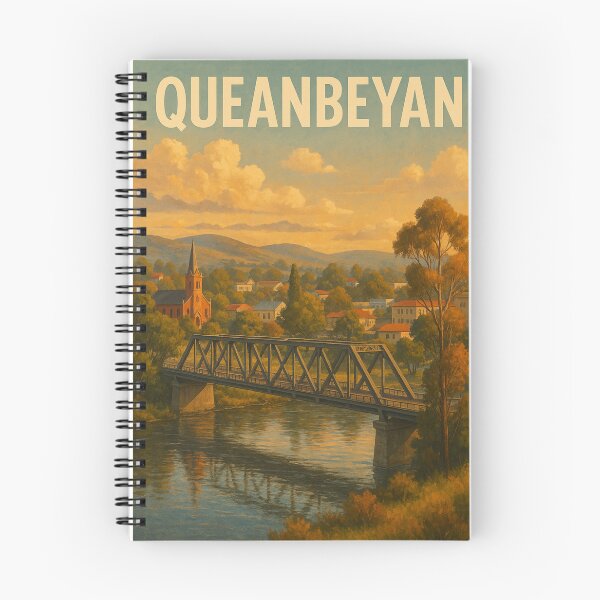 Item preview, Queanbeyan River with Steel Truss Bridge and Church designed and sold by Places On Earth.