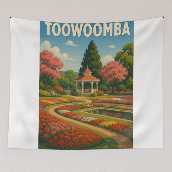 Item preview, Toowoomba Garden Path with Gazebo and Blooming Trees designed and sold by Places On Earth.
