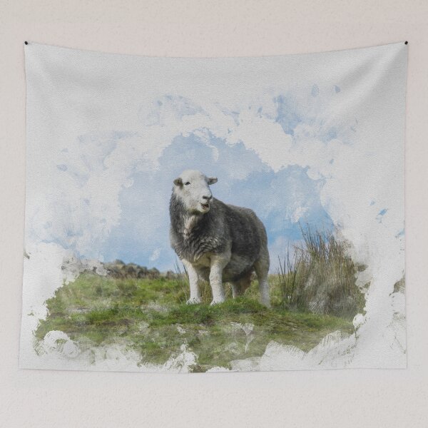 Item preview, Herdwick Sheep On A Hill Watercolour Photograph designed and sold by Jane Stanley Photography.